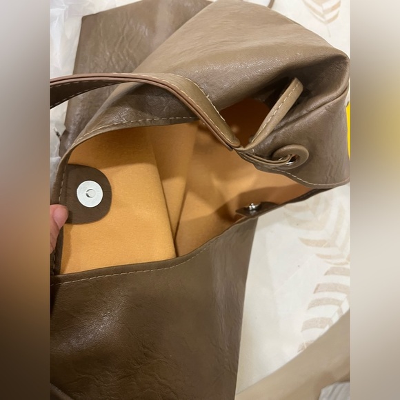 Elegant Brown PU/ fabric Tote Bag - Picture 11 of 11